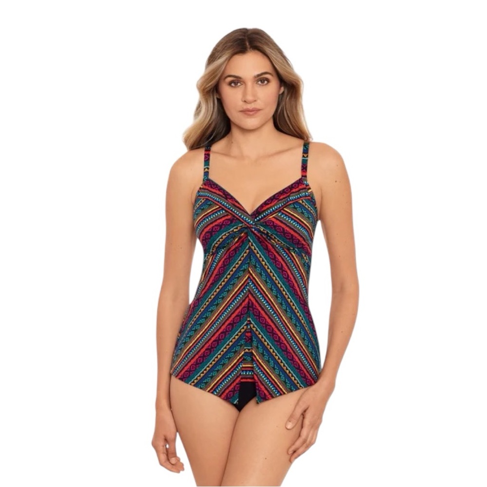 Miraclesuit Raya De Sol Tankini Top Women’s 14 NWT Underwire Control‎ NWT